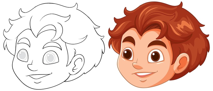 Gratis Vector lachende jongen cartoon illustratie