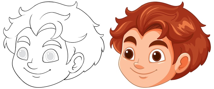 Gratis Vector lachende jongen cartoon illustratie