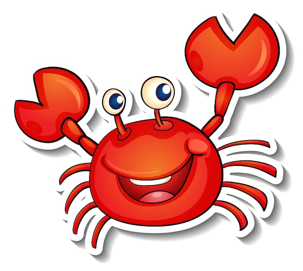 Gratis vector lachende rode krab cartoon sticker