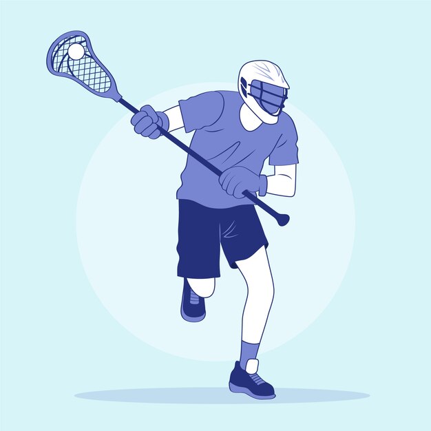 Lacrosse speler illustratie handgetekende stijl