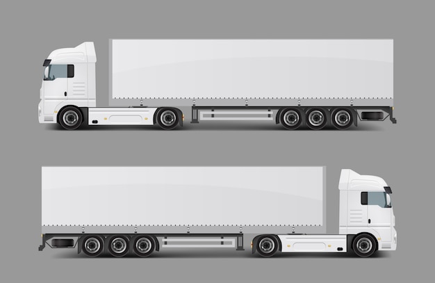 Lading semi vrachtwagen met trailer realistische vector