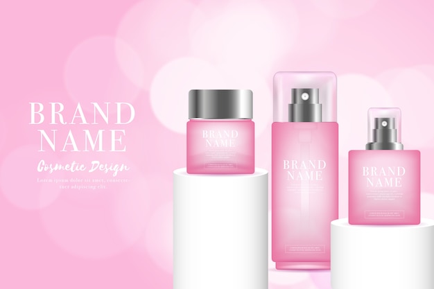 Lady parfum in roze tinten cosmetische advertentie