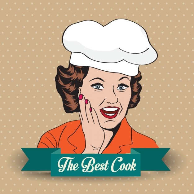 Gratis vector lady retro chef-kok