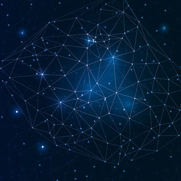 Gratis Vector lage poly techno achtergrond met verbindende punten