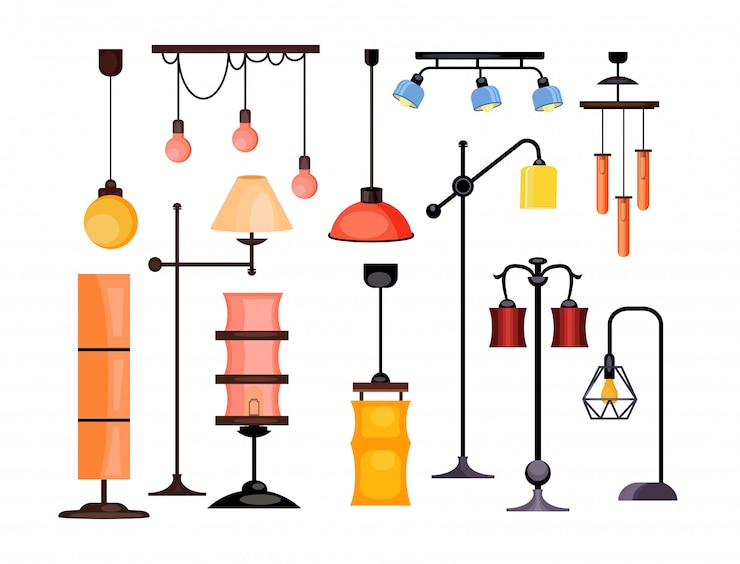Gratis Vector lampen instellen illustratie