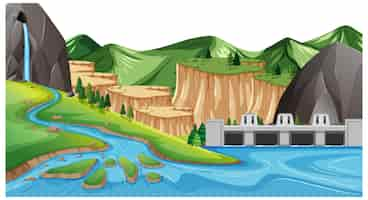 Gratis vector land en water geografisch landschap