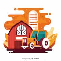 Gratis vector landbouw landschap in cartoon stijl