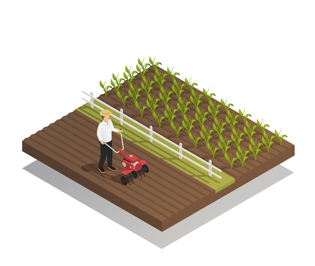 Gratis vector landbouw tuinieren samenstelling van landbouwmachines