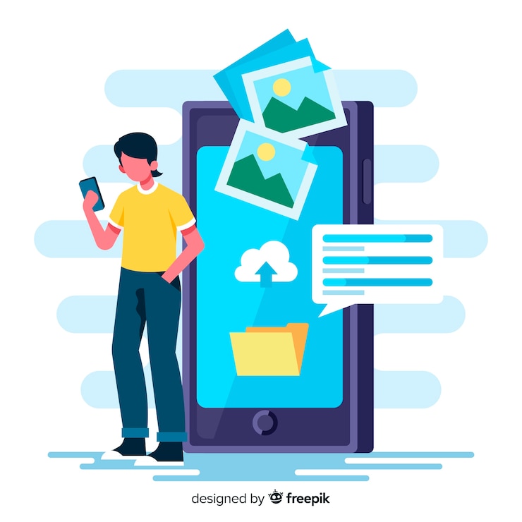 Gratis Vector landingspagina afbeelding upload concept