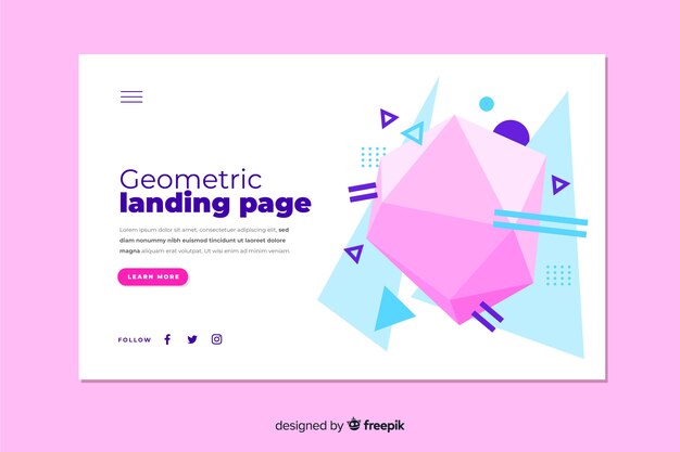 Landingspagina concept met geometrische vormen