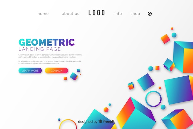 Landingspagina met geometrische vormen