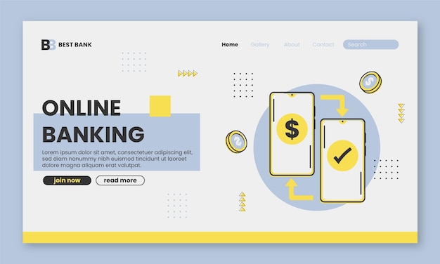 Landingspagina-sjabloon voor bankserviceconcept