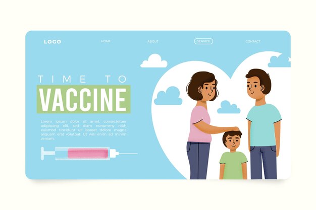 Gratis vector landingspagina sjabloon voor coronavirusvaccin met platte hand