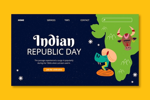 Landingspagina-sjabloon voor de dag van de republiek in india