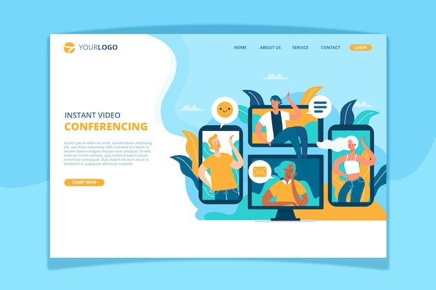 Landingspagina sjabloon voor videoconferentie