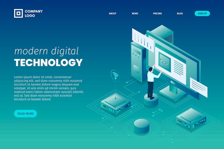 Gratis Vector landingspagina technologieconcept
