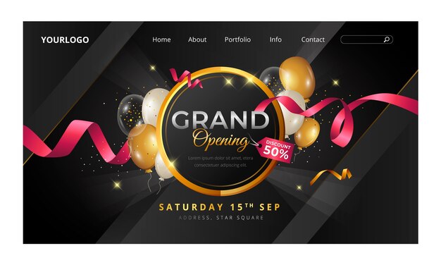 Landingspagina voor grote opening met verloop