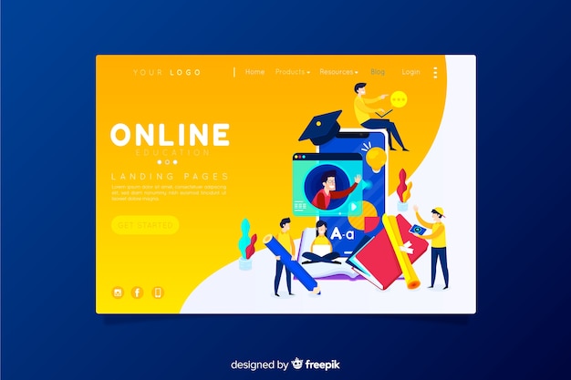 Gratis vector landingspagina voor online onderwijs