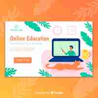 Gratis vector landingspagina voor online onderwijs