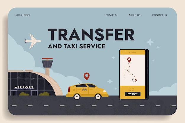 Landingspagina voor taxi online service