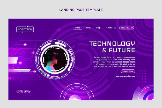 Landingspagina voor technologie met gradiënttextuur