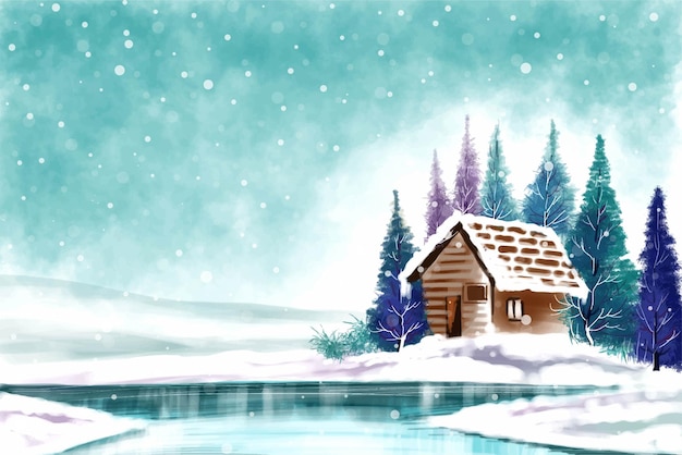 Gratis vector landschap voor winter en nieuwjaarsvakantie kerstkaart achtergrond