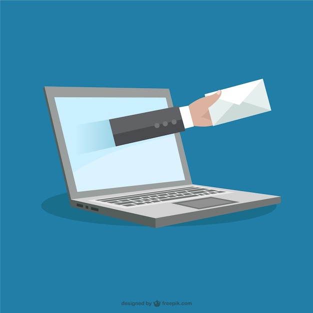 Gratis vector laptop met e-mail-concept