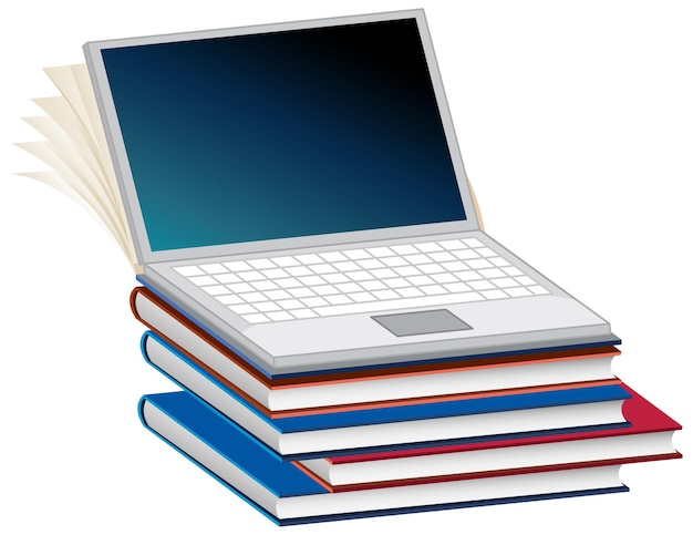 Gratis vector laptopcomputer op stapel boeken