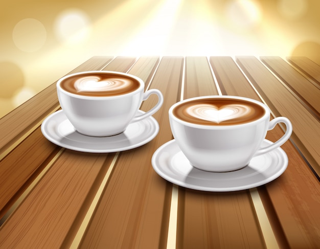 Latte en cappuccino koffie illustratie