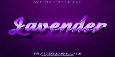 Gratis vector lavendel teksteffect bewerkbare paarse en bloem tekststijl