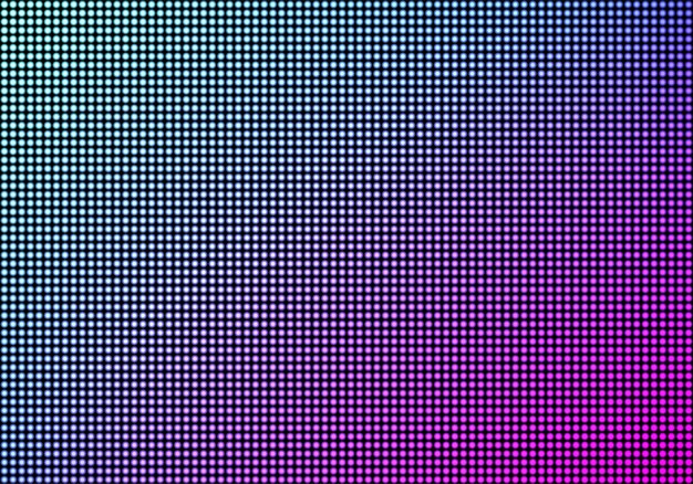 LED video wall scherm textuur achtergrond, blauwe en paarse kleur licht diode dot raster tv-paneel, lcd-scherm met pixels patroon, televisie digitale monitor, realistische 3D-vectorillustratie