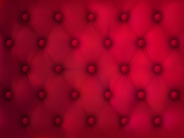 Gratis vector lederen achtergrond met knopen. rode elegante stoffen gewatteerde textuur met symmetrische genaaide knopen