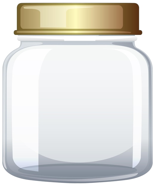 Gratis vector leeg glazen pot met gouden deksel