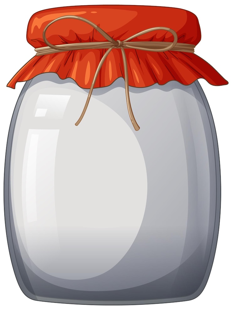 Gratis Vector leeg glazen pot met rood doekdeksel
