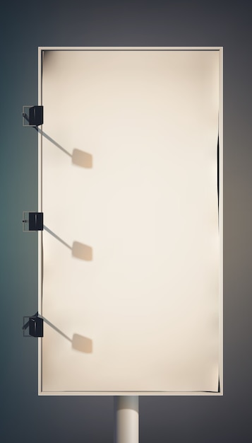 Gratis vector leeg promotie verticaal aanplakbord op kolom met geïsoleerde lampen en metaalkader