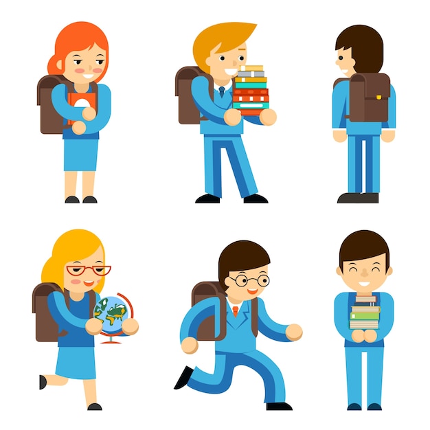 Gratis vector leerlingen kinderen met schoolboeken en schooltassen