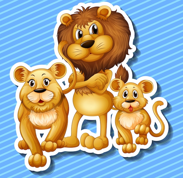 Gratis vector leeuwenfamilie met kleine welp