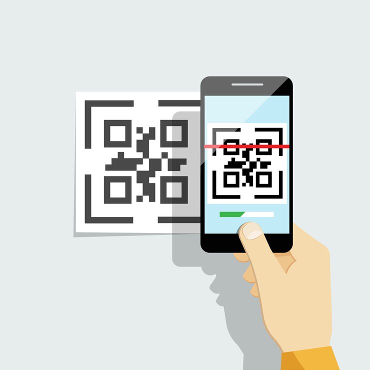 Gratis Vector leg qr-code vast op mobiele telefoon.