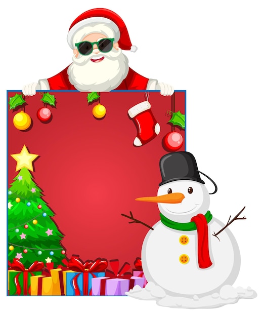 Gratis vector lege banner met kerstman en sneeuwpop