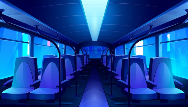 Gratis vector lege bus interieur 's nachts