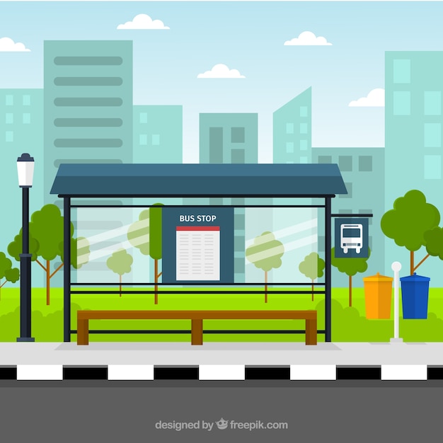 Gratis vector lege bushalte met plat ontwerp