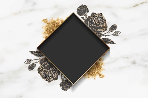 Lege gouden bloemen frame vector