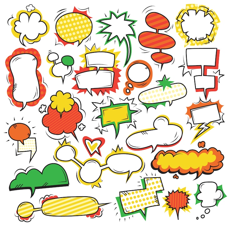 Gratis Vector lege komische toespraakbellen geplaatst vlak geïsoleerde vectorillustratie