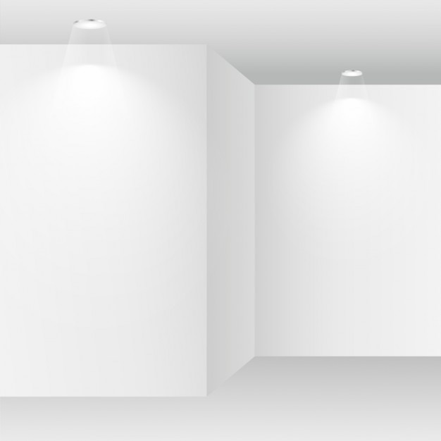 Gratis vector lege witte kamer met spots