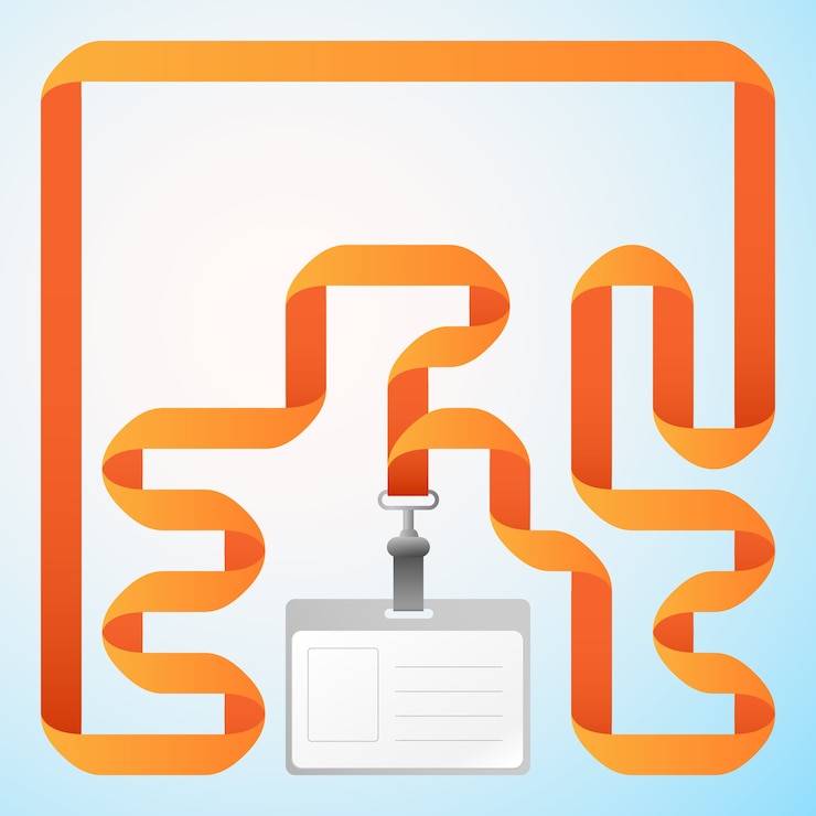 Gratis Vector lege zakelijke plastic identificatiekaart met oranje lint