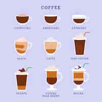 Gratis vector lekkere aromatische koffiesoorten