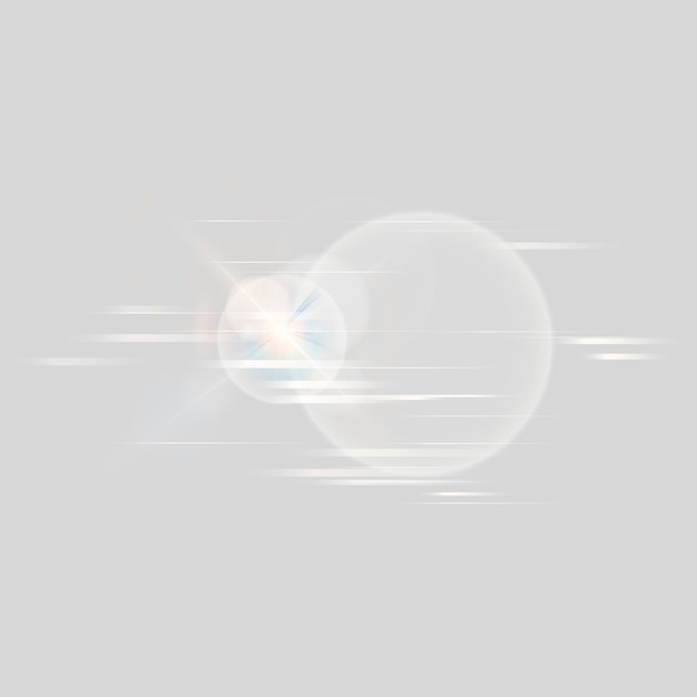 Lens flare vector technologie pictogram in wit op grijze achtergrond