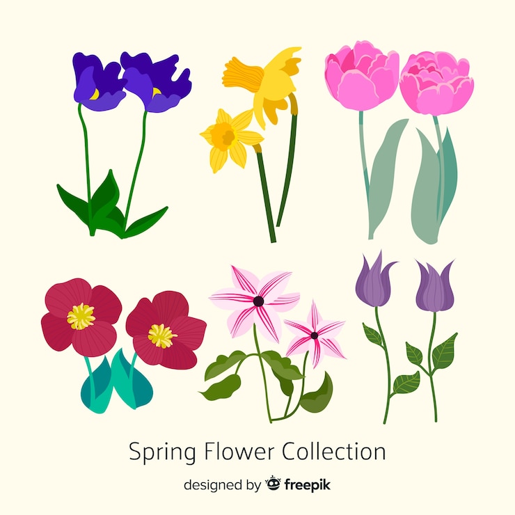 Gratis Vector lente bloemen collectie