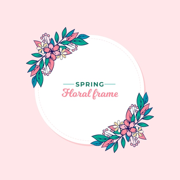 Gratis vector lente bloemen frame met bladeren