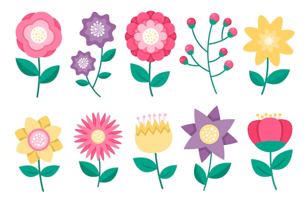 Gratis vector lente bloemen pack